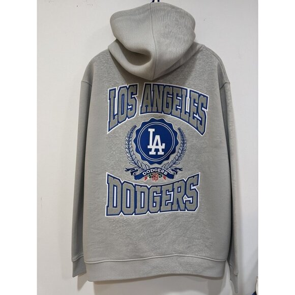 New Era LADodgers Gray Hoodie With Embroidered Logo Full-Zip Size L